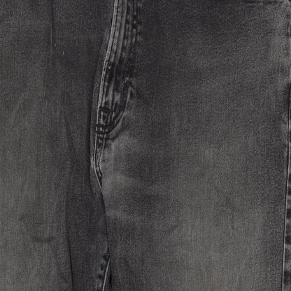 Marks and Spencer Mens Grey Cotton Blend Straight Jeans Size 40 in L28 in Regular Zip