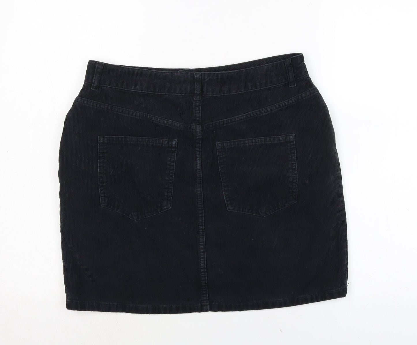 ASOS Womens Black Cotton A-Line Skirt Size 14 Zip