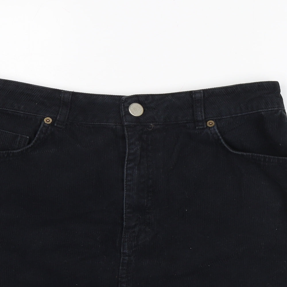 ASOS Womens Black Cotton A-Line Skirt Size 14 Zip