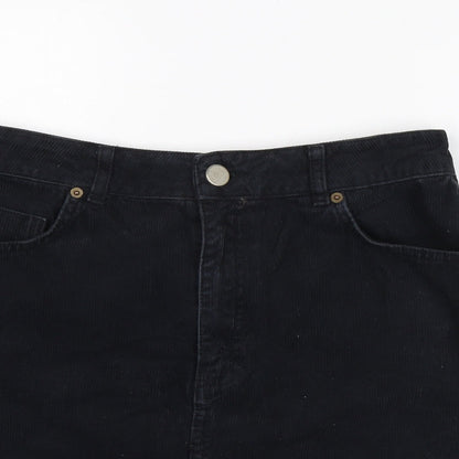 ASOS Womens Black Cotton A-Line Skirt Size 14 Zip