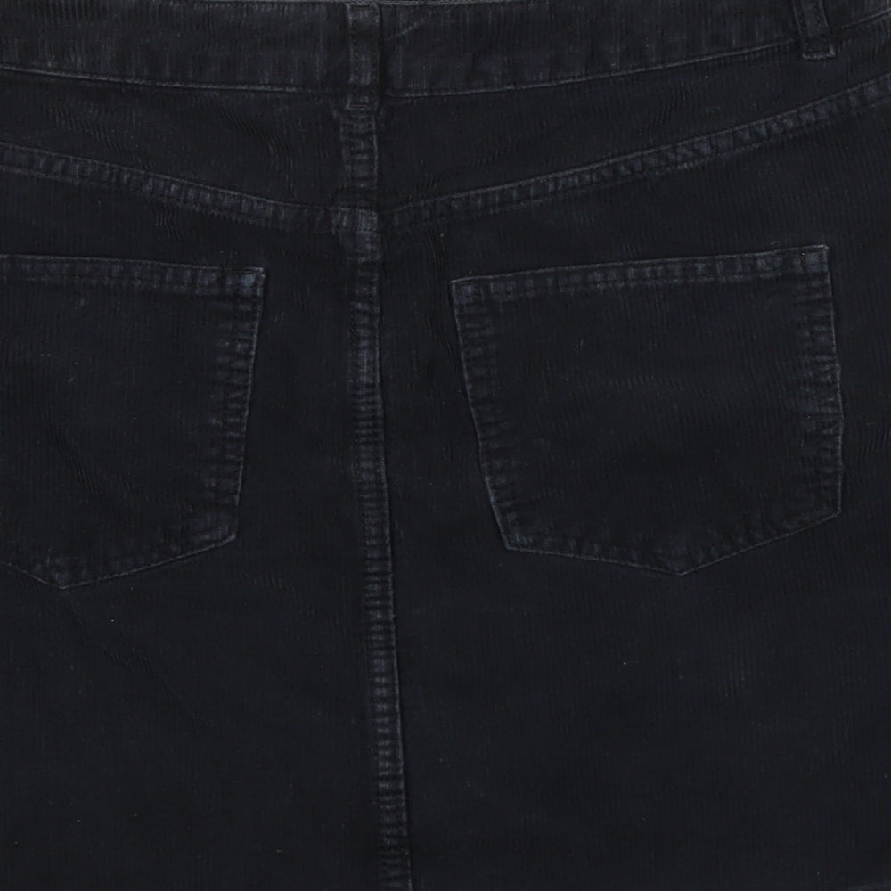 ASOS Womens Black Cotton A-Line Skirt Size 14 Zip