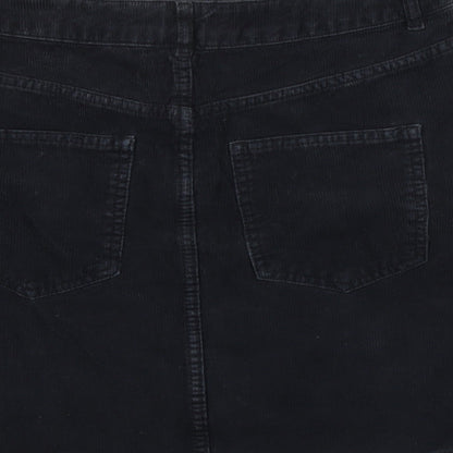 ASOS Womens Black Cotton A-Line Skirt Size 14 Zip