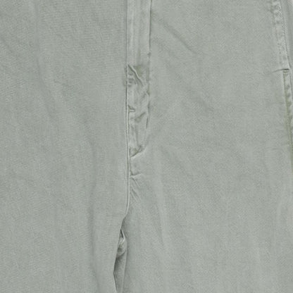 Zara Womens Green Cotton Wide-Leg Jeans Size M L26.5 in Regular Zip