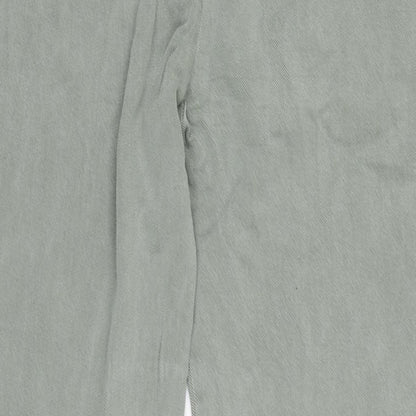 Zara Womens Green Cotton Wide-Leg Jeans Size M L26.5 in Regular Zip