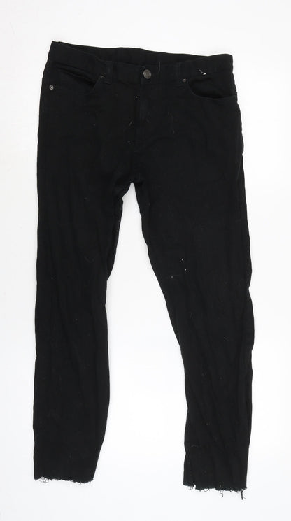 Denim & Co. Mens Black Cotton Blend Straight Jeans Size 30 in L25 in Regular Zip