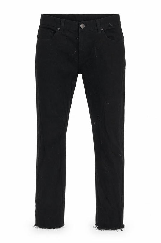 Front view of Denim & Co. men’s black cotton blend straight jeans, size 30, in, 25-inch leg regular zip