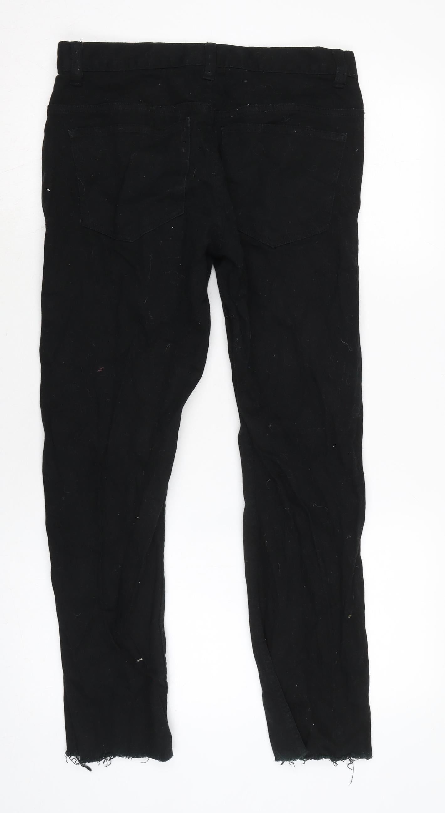 Denim & Co. Mens Black Cotton Blend Straight Jeans Size 30 in L25 in Regular Zip