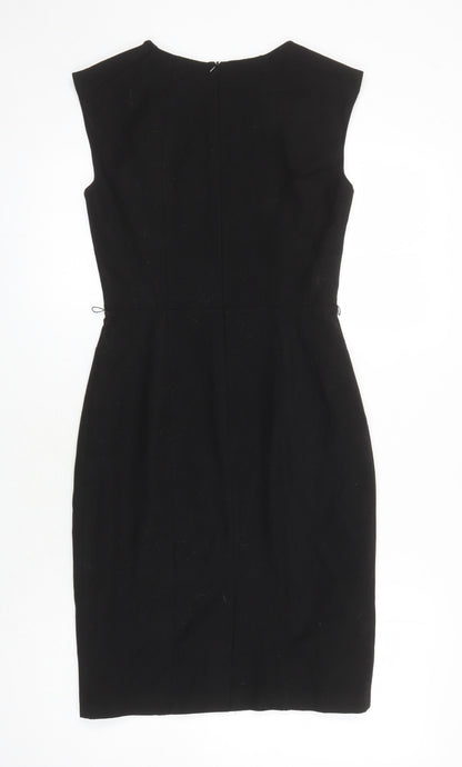 Oasis Womens Black Polyester Pencil Dress Size 8 Round Neck Zip