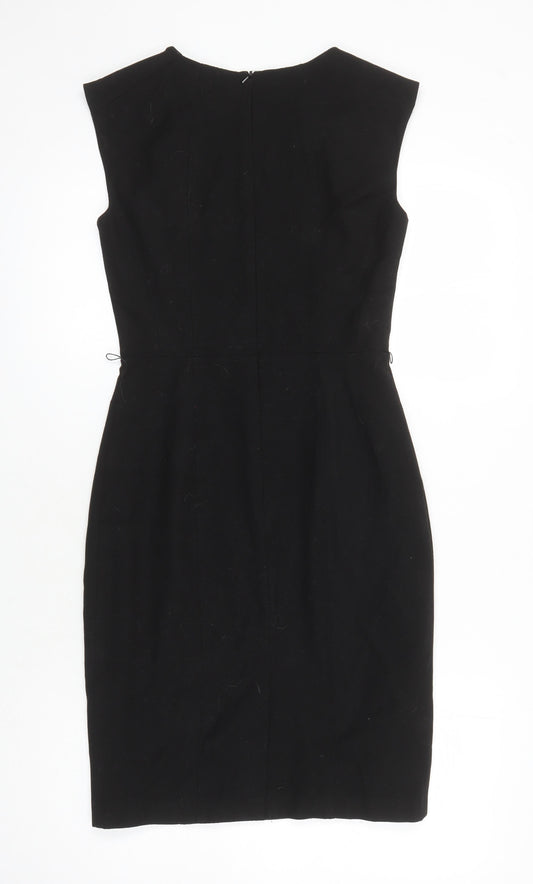 Oasis Womens Black Polyester Pencil Dress Size 8 Round Neck Zip