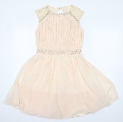 Little mistress Womens Pink Polyester A-Line Size 10 Boat Neck