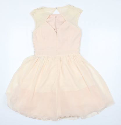 Little mistress Womens Pink Polyester A-Line Size 10 Boat Neck