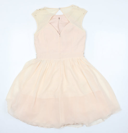 Little mistress Womens Pink Polyester A-Line Size 10 Boat Neck