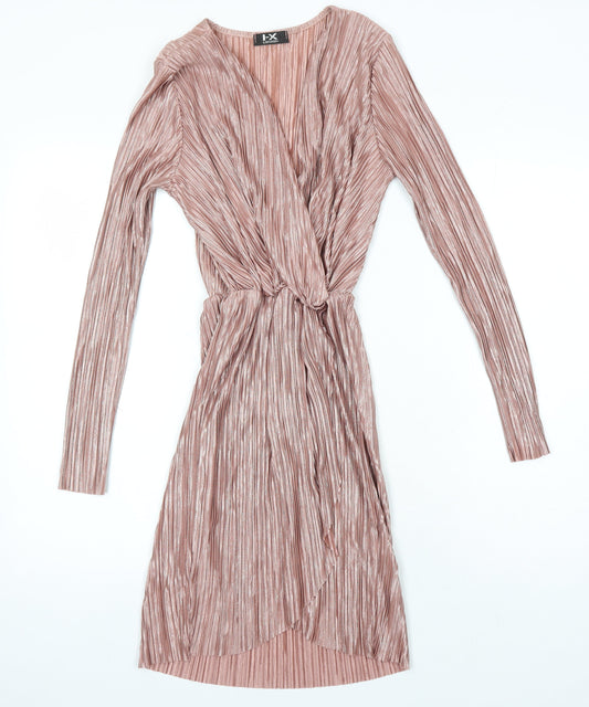 IX London Womens Pink Polyester Pencil Dress Size 12 V-Neck