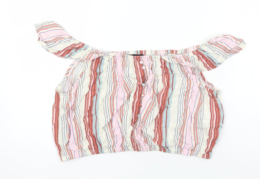 Womens UK Size 16 New Look Multicoloured Cropped Blouse