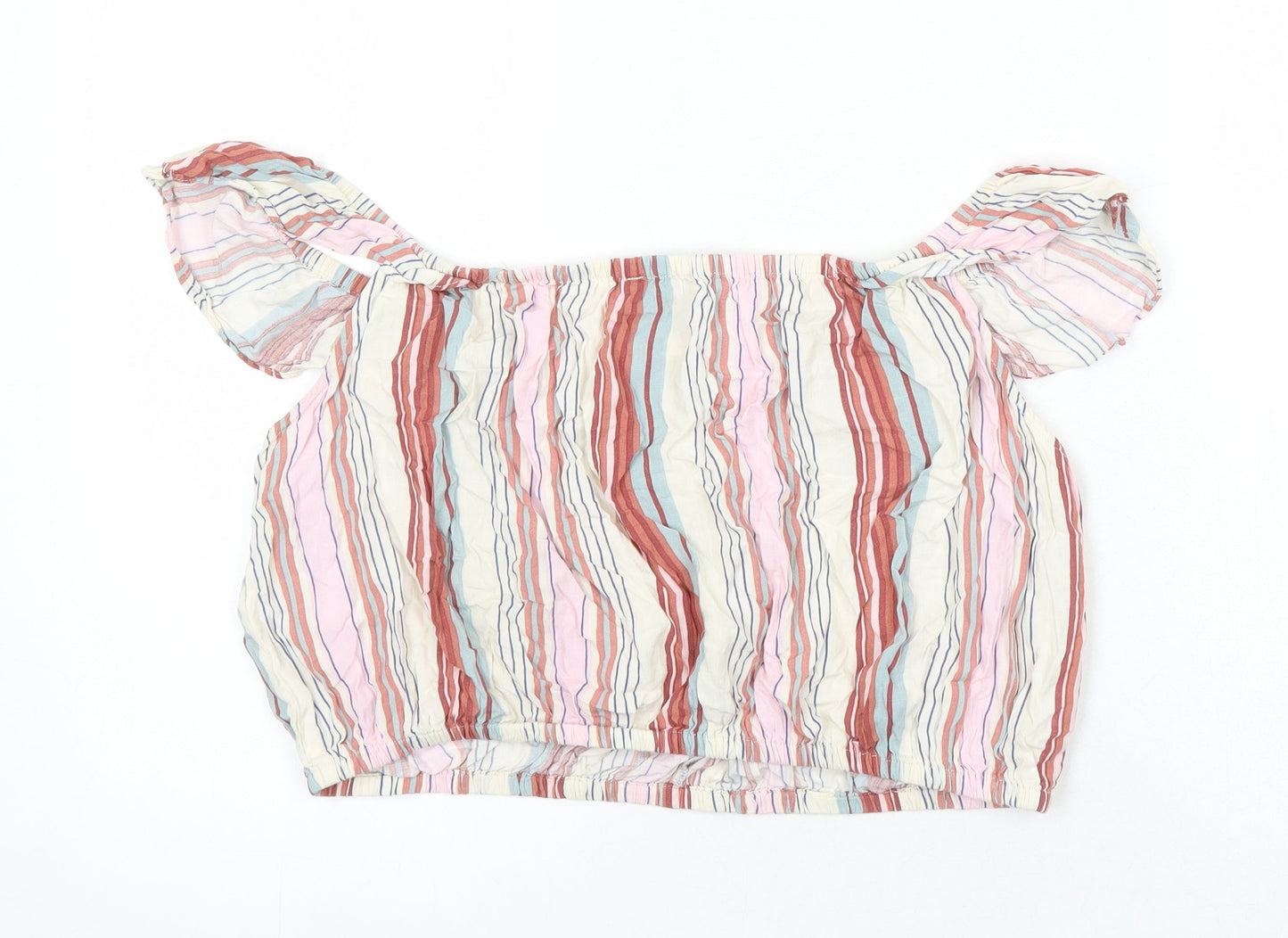 Womens UK Size 16 New Look Multicoloured Cropped Blouse