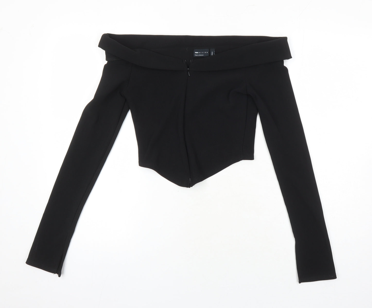 Womens UK Size 10 ASOS Black Cropped T-Shirt