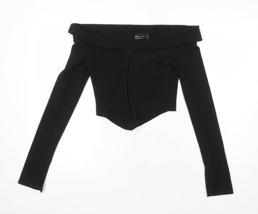 Womens UK Size 10 ASOS Black Cropped T-Shirt