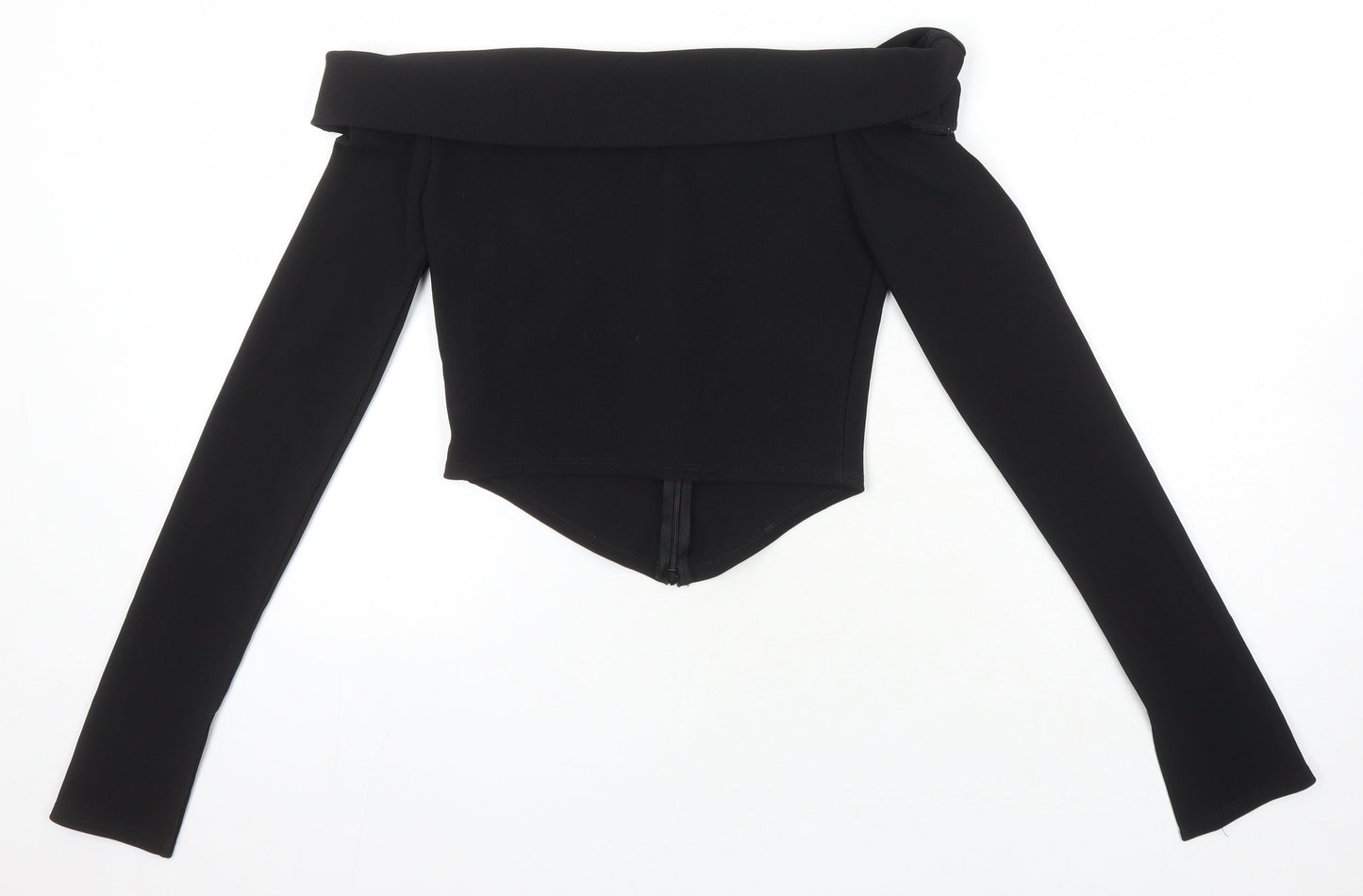 Womens UK Size 10 ASOS Black Cropped T-Shirt