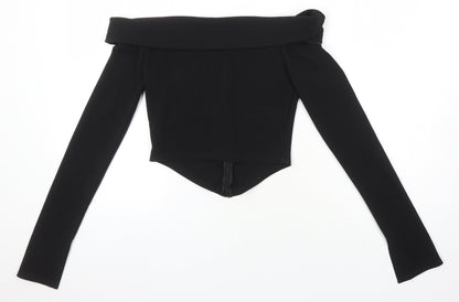 Womens UK Size 10 ASOS Black Cropped T-Shirt