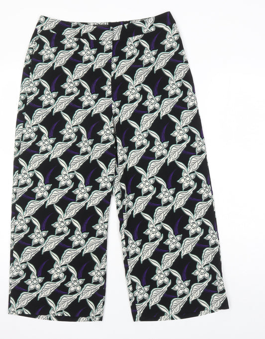 Topshop Womens Multicoloured Floral Polyester Cropped Trousers Size 10 L21 in Regular