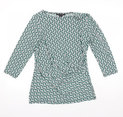 Tahari Womens Multicoloured Geometric Polyester Tunic T-Shirt Size M Boat Neck