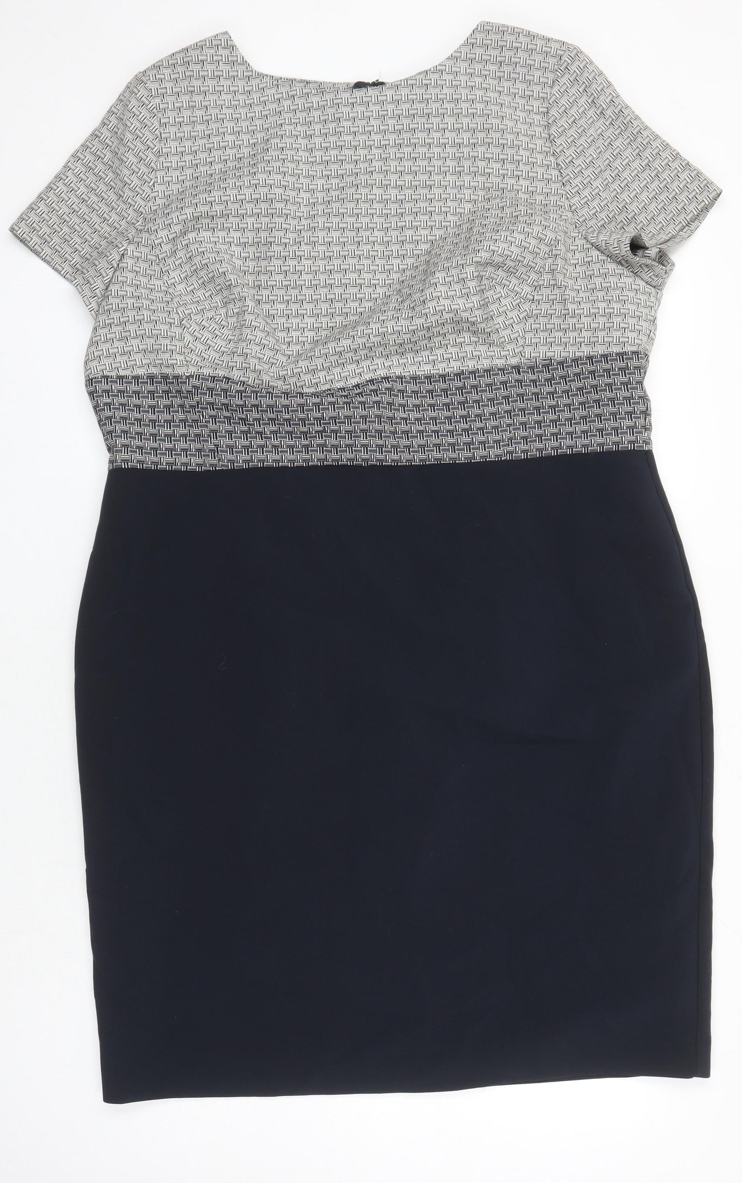 M&S Womens Multicoloured Geometric Polyester Pencil Dress Size 20 Round Neck