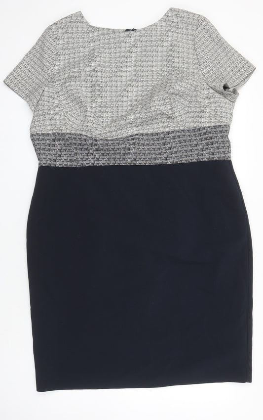 M&S Womens Multicoloured Geometric Polyester Pencil Dress Size 20 Round Neck