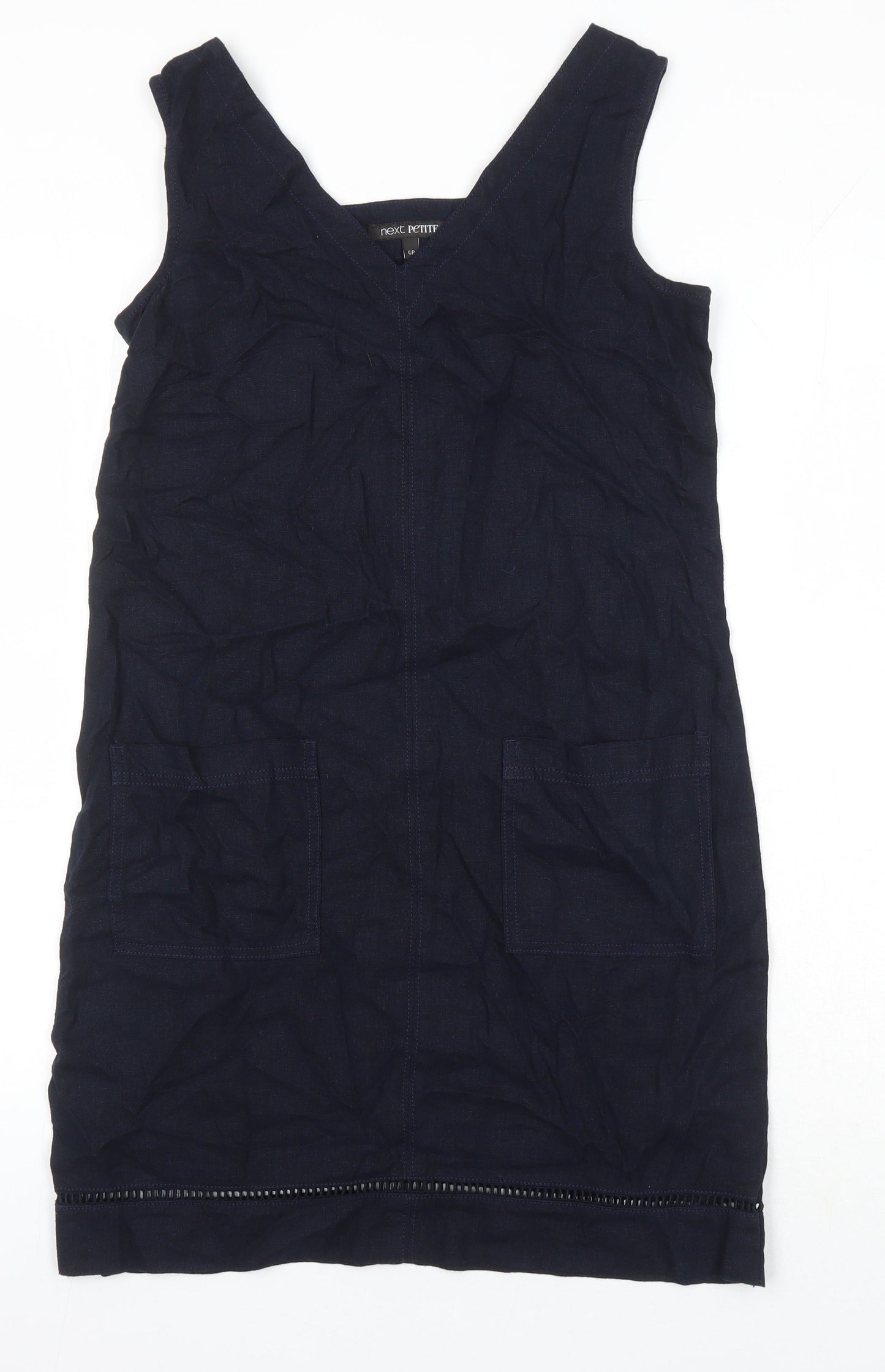 NEXT Womens Blue Viscose Pinafore/Dungaree Dress Size 6 V-Neck