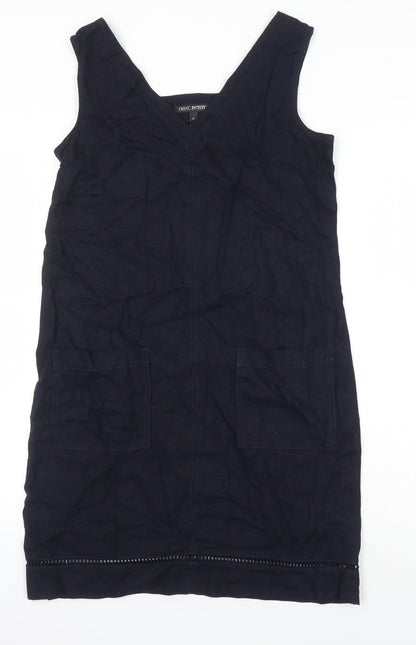 NEXT Womens Blue Viscose Pinafore/Dungaree Dress Size 6 V-Neck