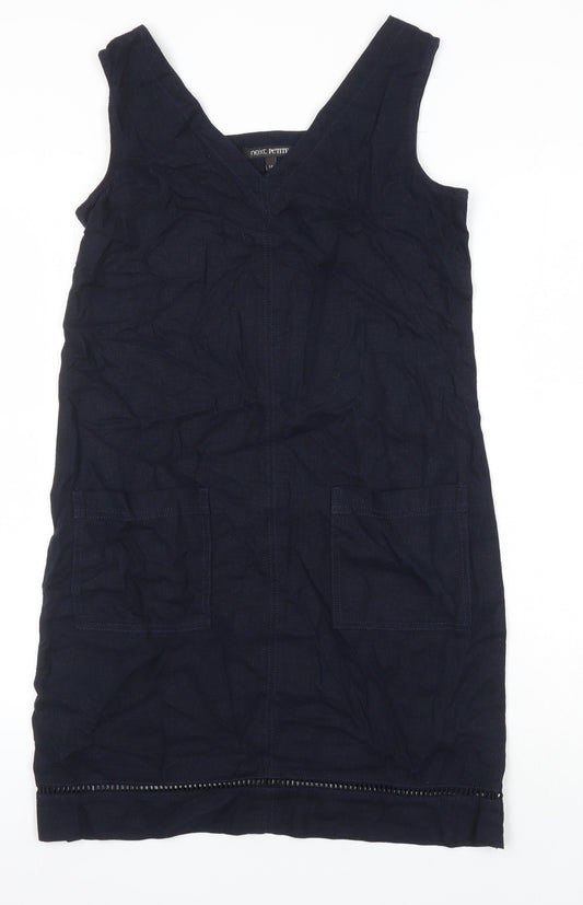 NEXT Womens Blue Viscose Pinafore/Dungaree Dress Size 6 V-Neck