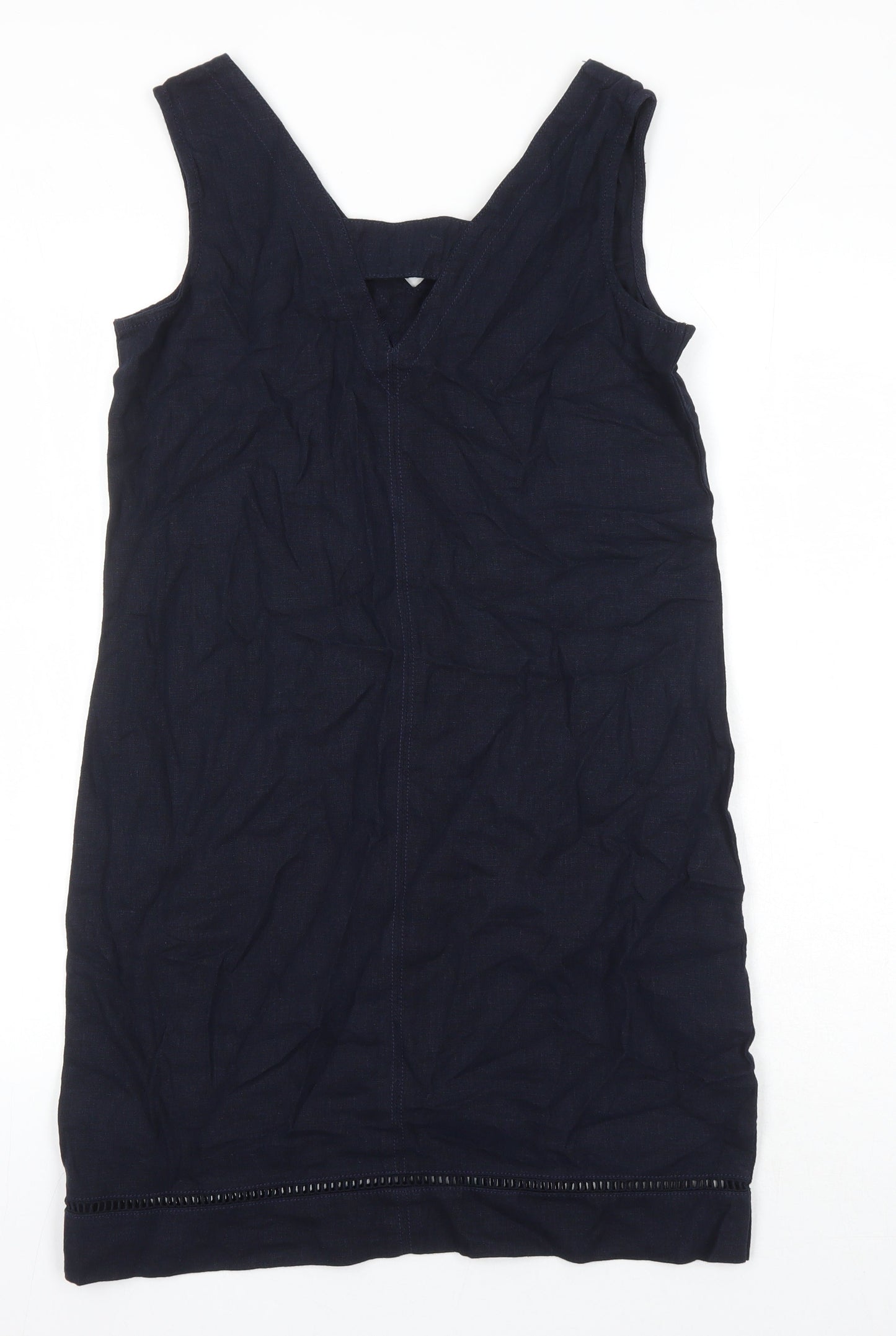 NEXT Womens Blue Viscose Pinafore/Dungaree Dress Size 6 V-Neck