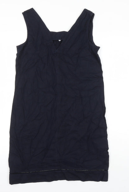 NEXT Womens Blue Viscose Pinafore/Dungaree Dress Size 6 V-Neck