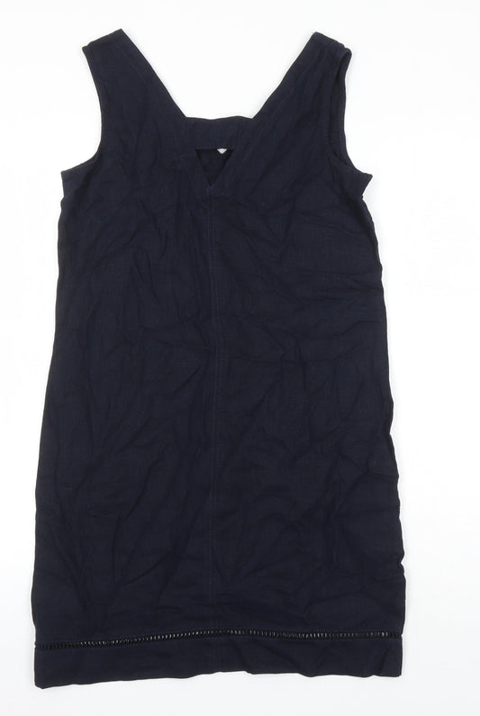 NEXT Womens Blue Viscose Pinafore/Dungaree Dress Size 6 V-Neck