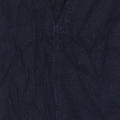 NEXT Womens Blue Viscose Pinafore/Dungaree Dress Size 6 V-Neck