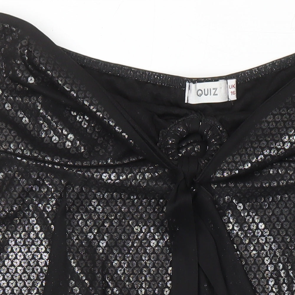Quiz Womens Black Viscose Tunic Blouse Size 16 Off the Shoulder