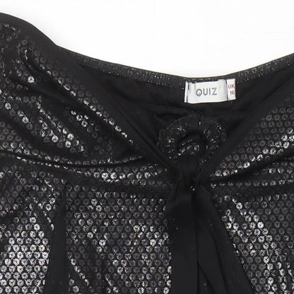 Quiz Womens Black Viscose Tunic Blouse Size 16 Off the Shoulder