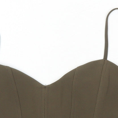 Womens UK Size XL Zara Brown Cropped Blouse
