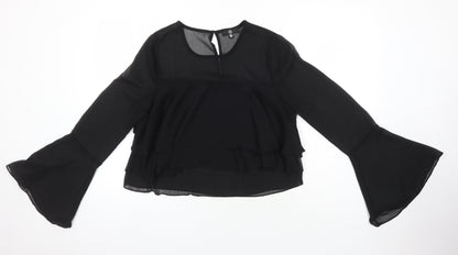 Womens UK Size 10 Missguided Black Cropped Blouse