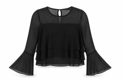 Womens UK Size 10 Missguided Black Cropped Blouse