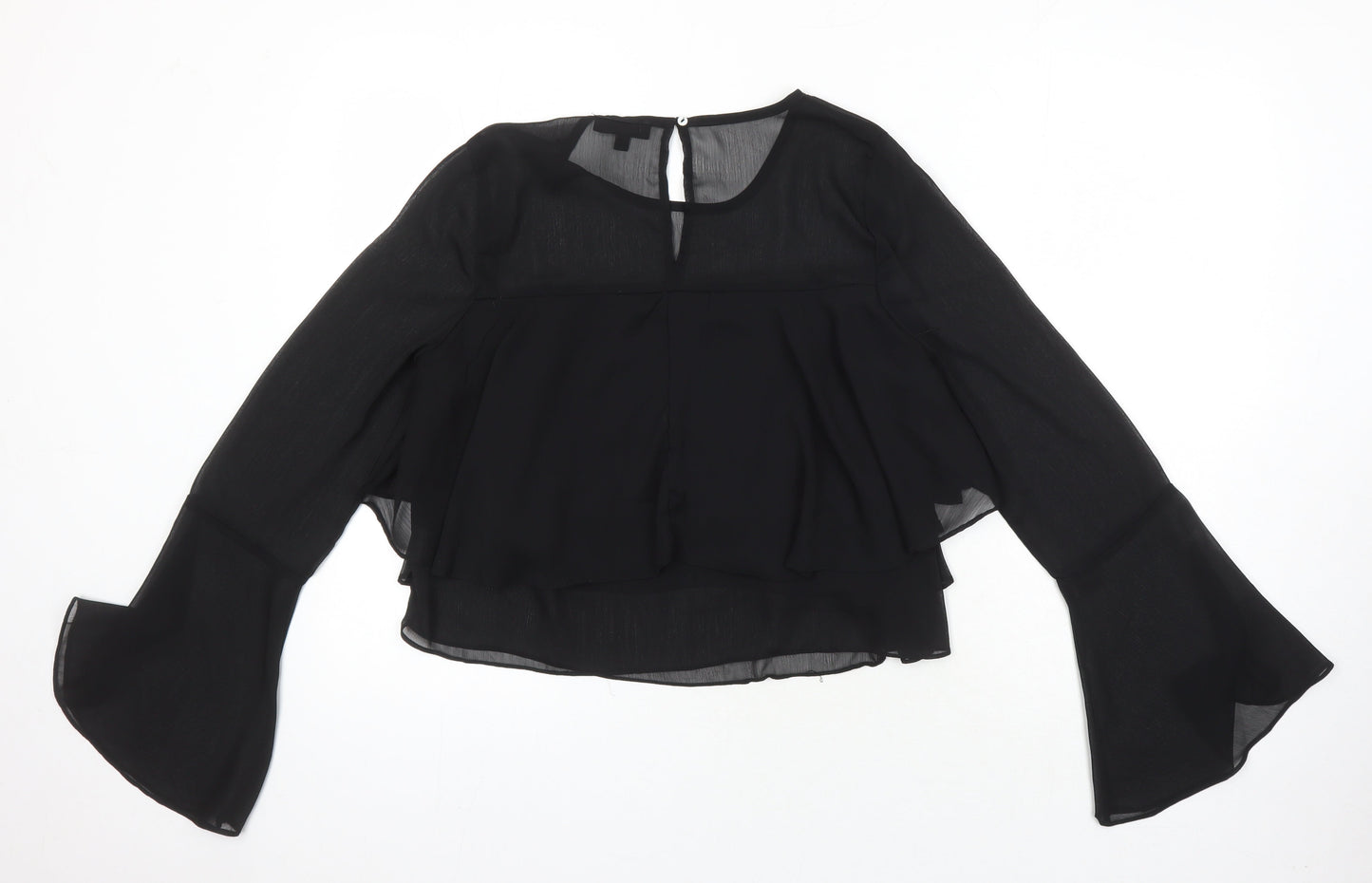 Womens UK Size 10 Missguided Black Cropped Blouse