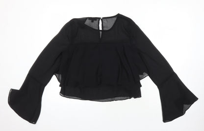 Womens UK Size 10 Missguided Black Cropped Blouse