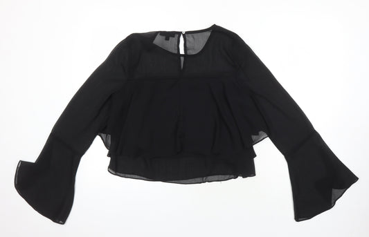 Womens UK Size 10 Missguided Black Cropped Blouse