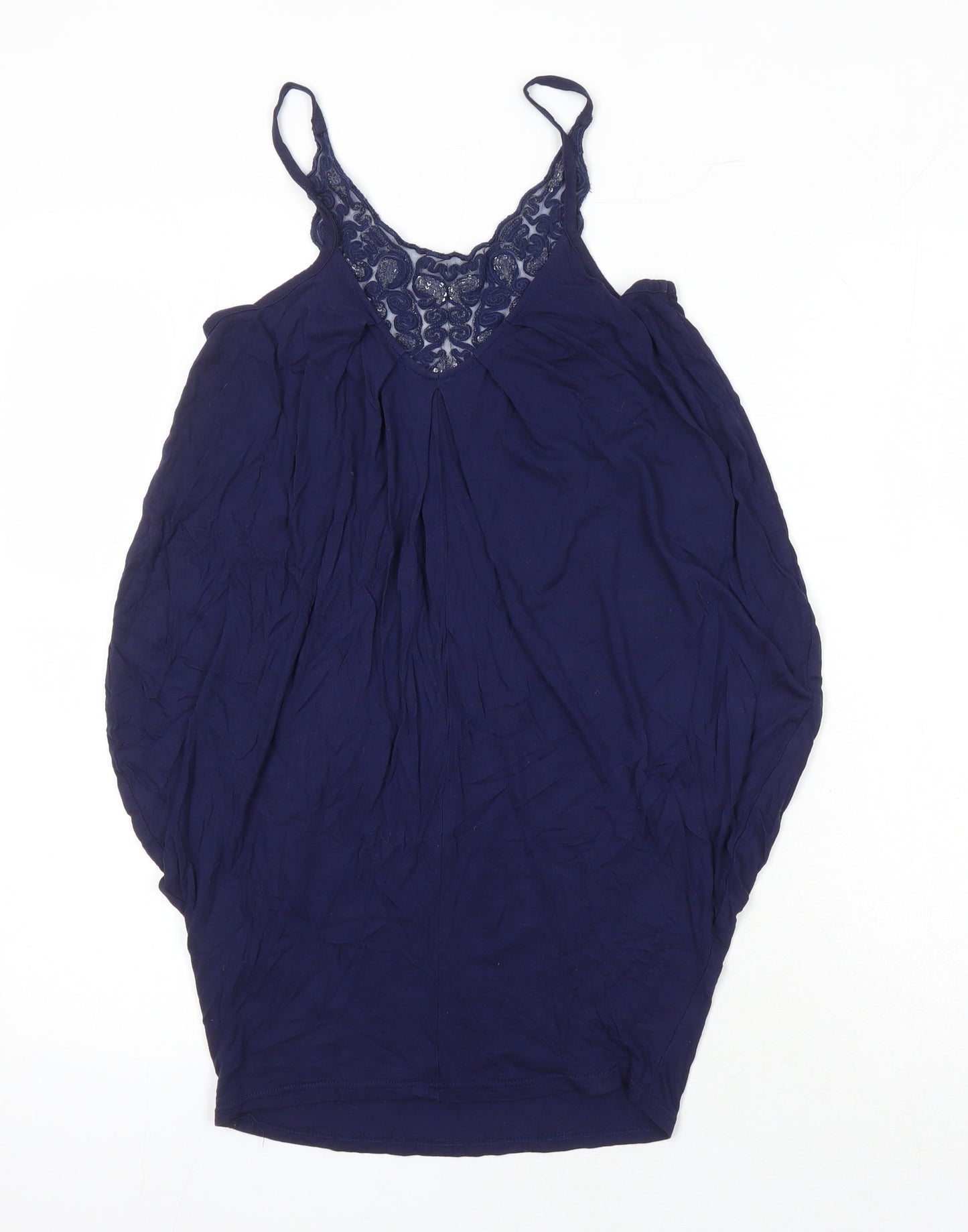 Miss Selfridge Womens Blue Viscose Tunic Blouse Size 5XL Round Neck