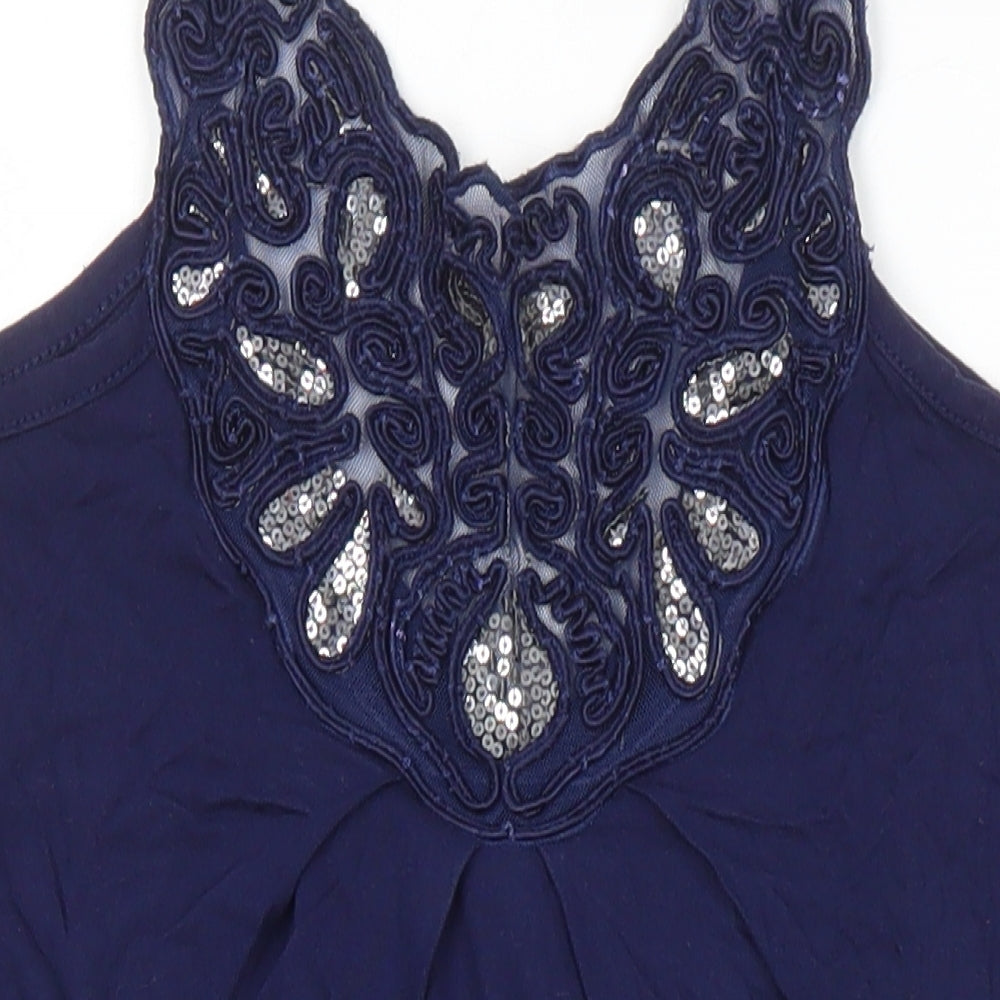 Miss Selfridge Womens Blue Viscose Tunic Blouse Size 5XL Round Neck