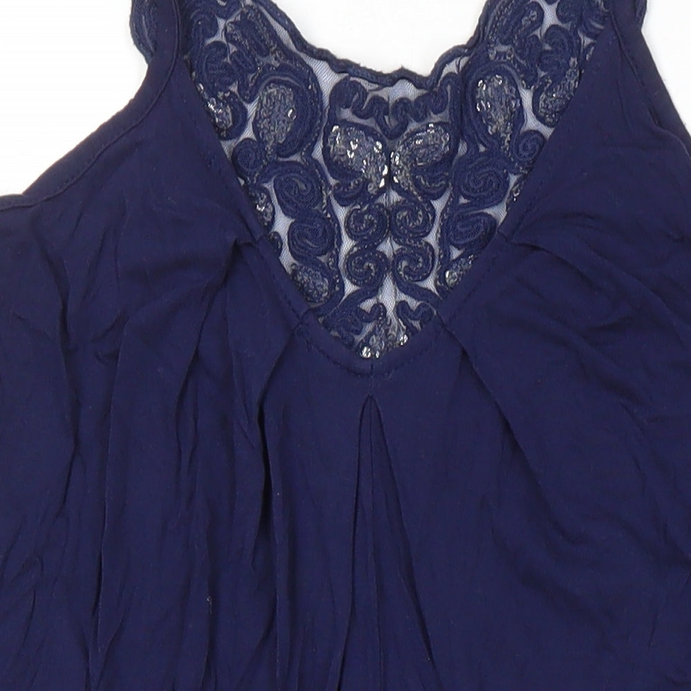 Miss Selfridge Womens Blue Viscose Tunic Blouse Size 5XL Round Neck