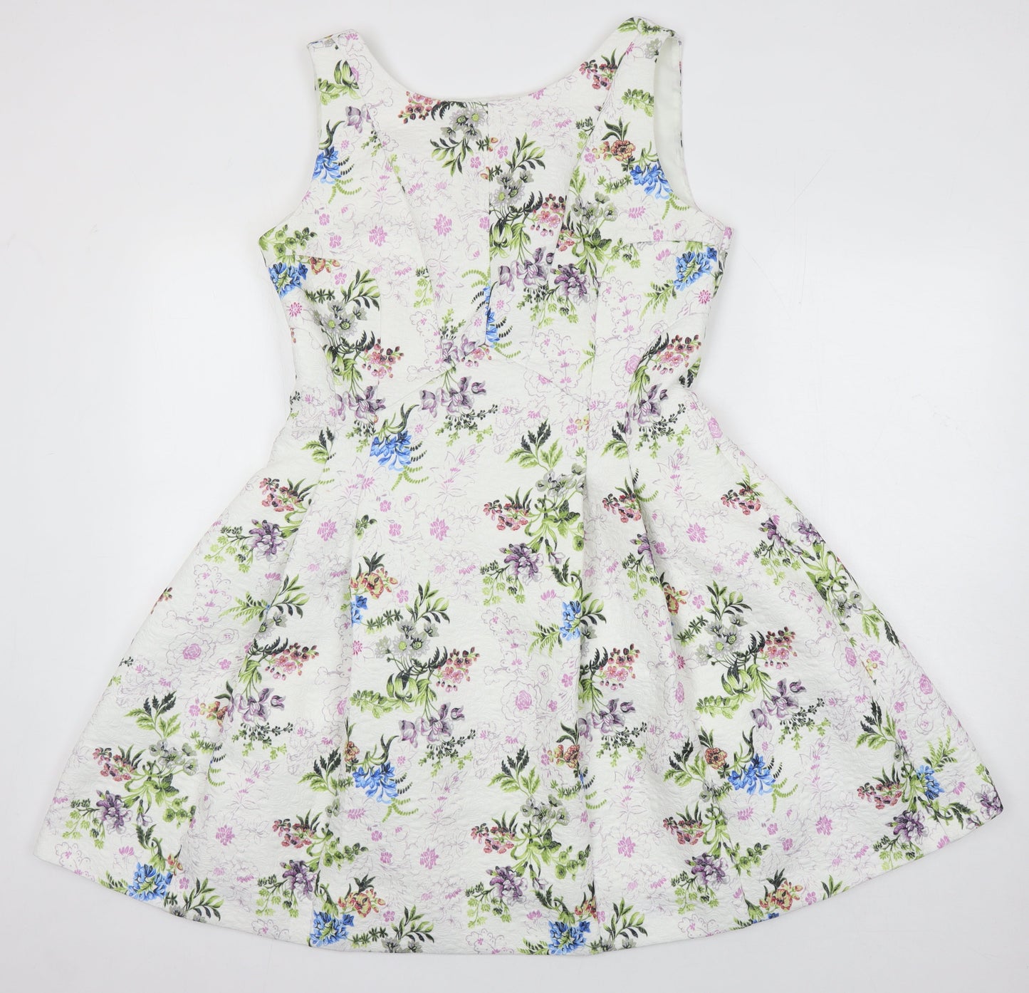 Oasis Womens Multicoloured Floral Polyester A-Line Size 14 Round Neck