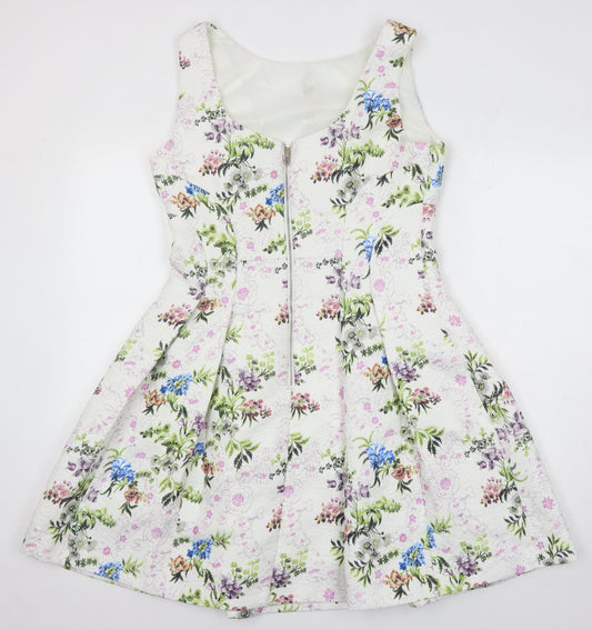 Oasis Womens Multicoloured Floral Polyester A-Line Size 14 Round Neck