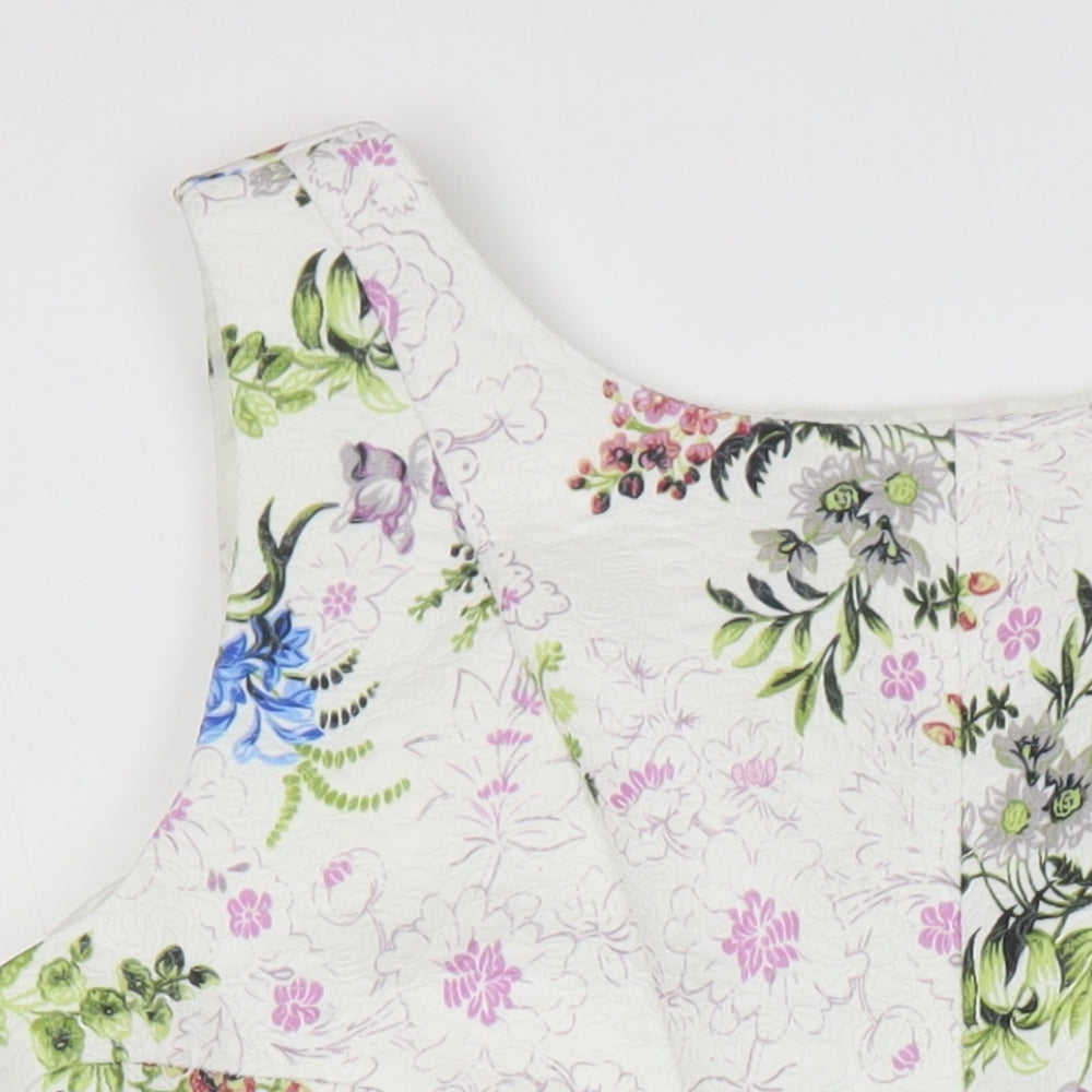 Oasis Womens Multicoloured Floral Polyester A-Line Size 14 Round Neck