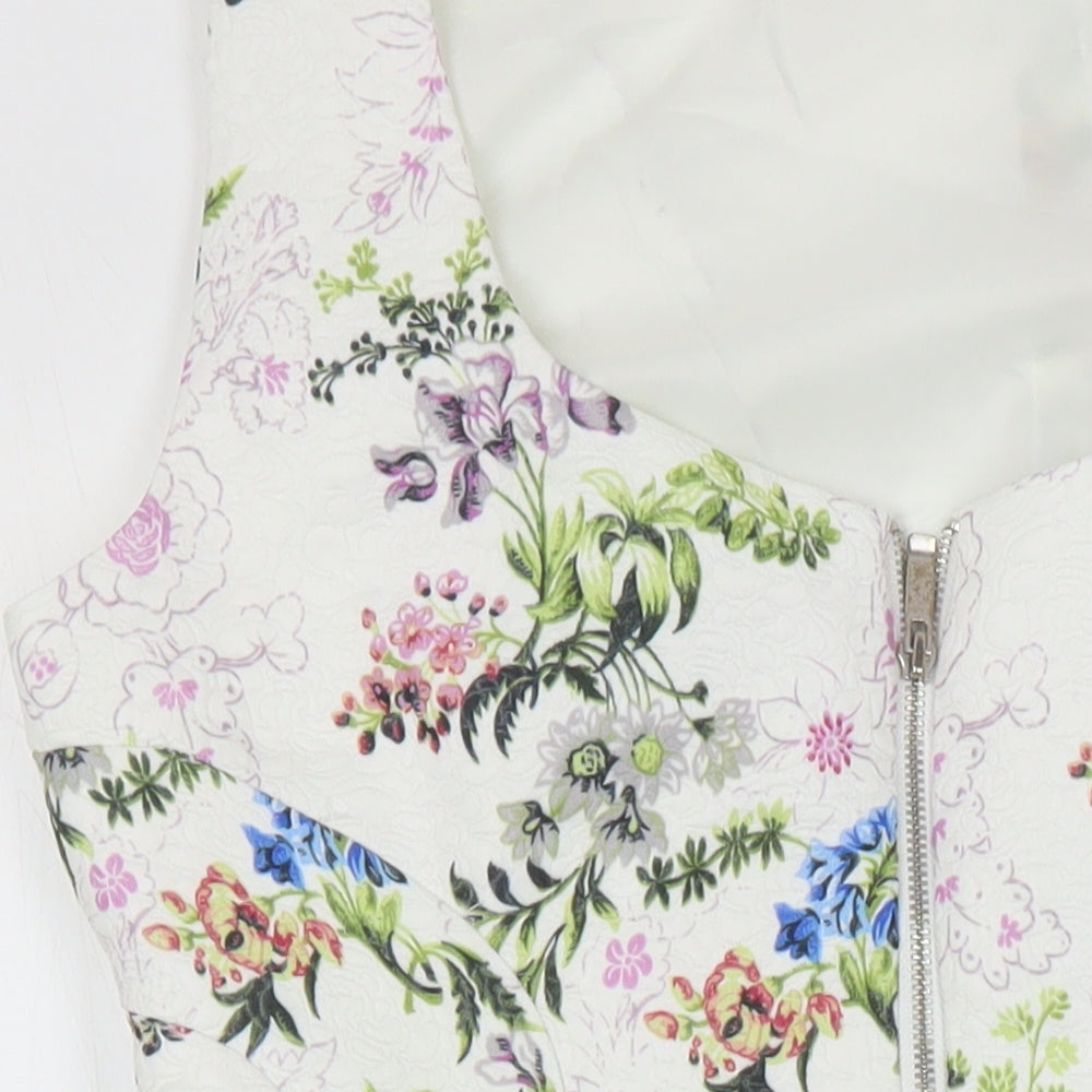 Oasis Womens Multicoloured Floral Polyester A-Line Size 14 Round Neck