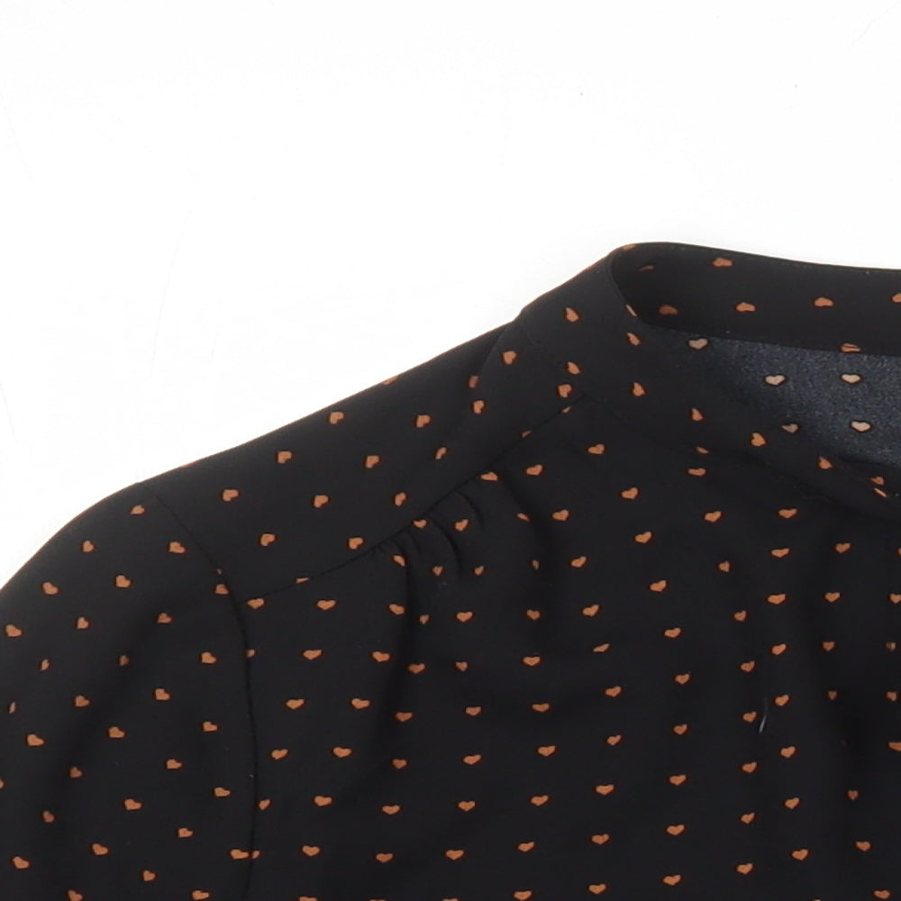 Womens UK Size 10 Warehouse Black Tunic Blouse